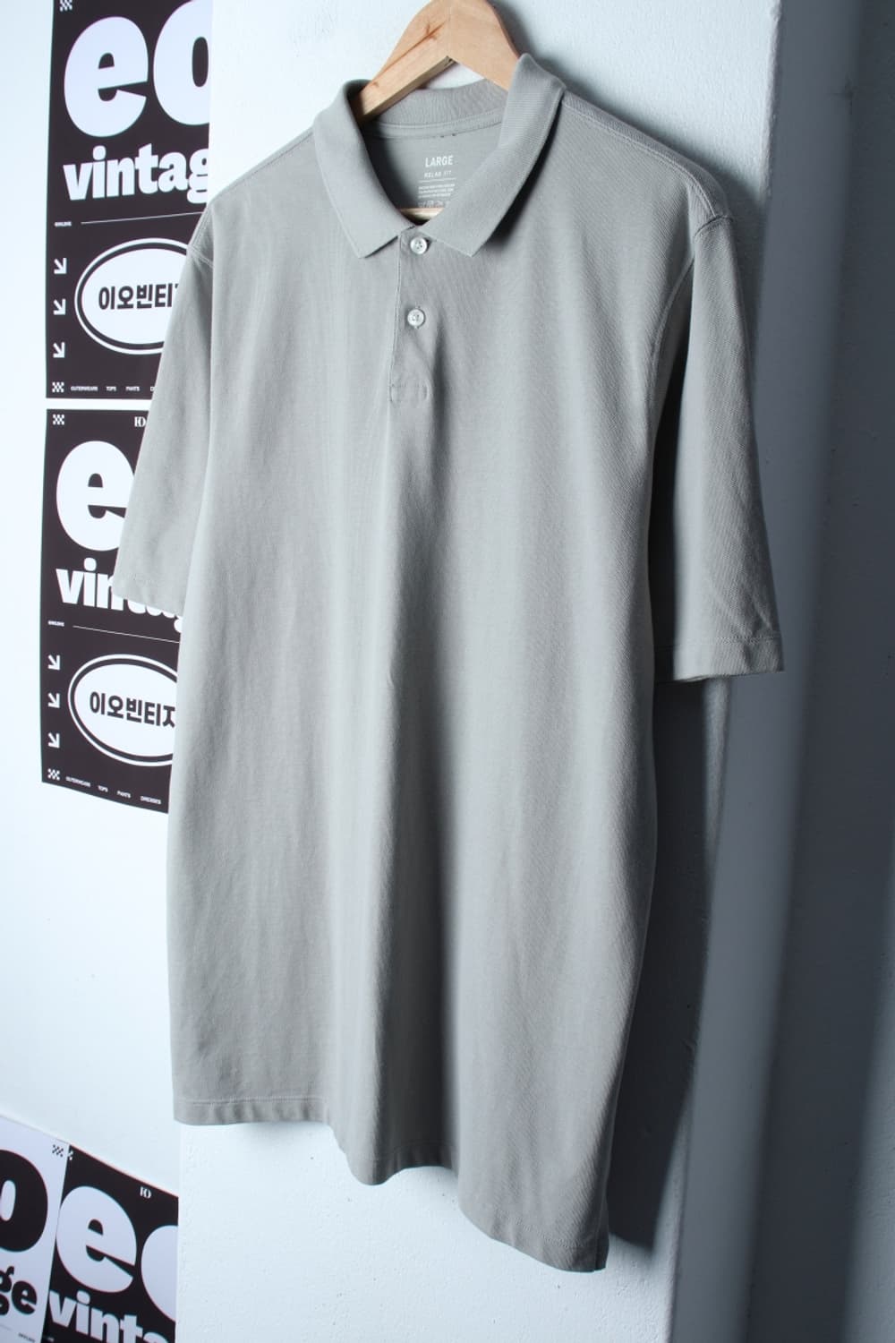 (L-XL) 지오다노 반팔 카라 티셔츠 그레이 무지 기본-H31968 상품이미지1
