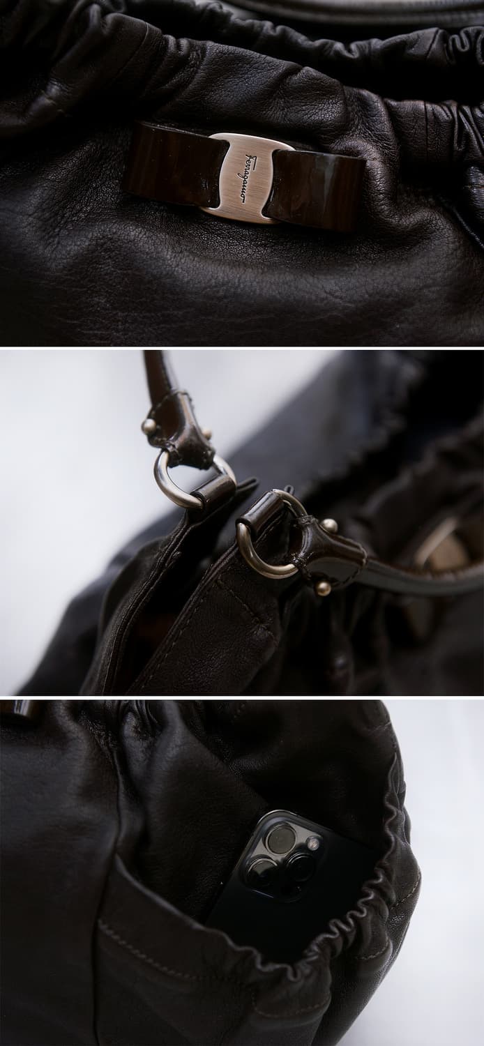 페라가모 바라리본 셔링 레더 호보백 빅토트.숄더 상품이미지8