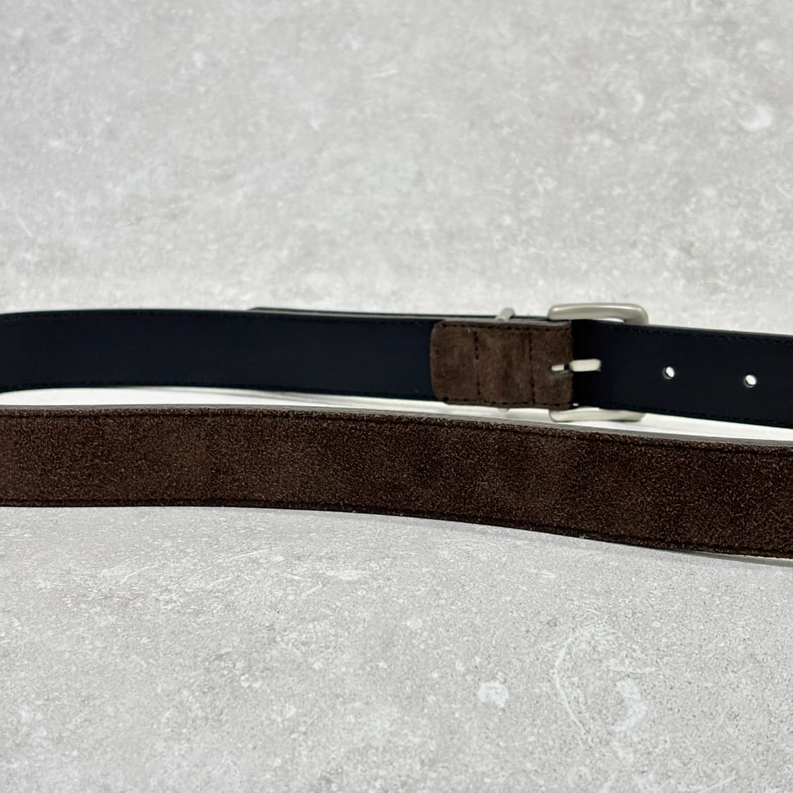 Oribell 새틴 실버 버클 이탈리아 스웨이드 소가죽 베이직 벨트 상품이미지6