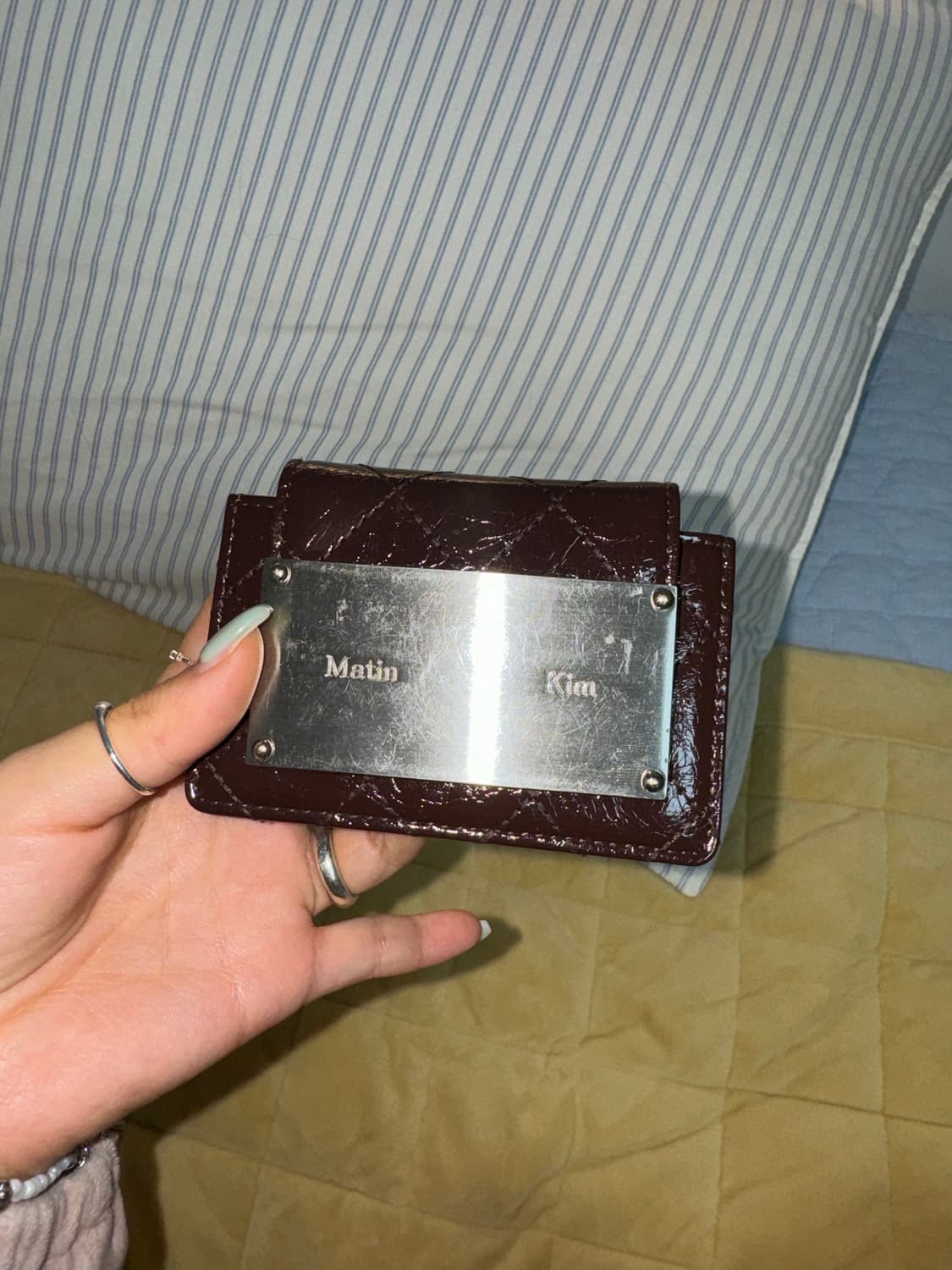 마땡킴 퀄팅 아코디언 지갑 다크 브라운 상품이미지2