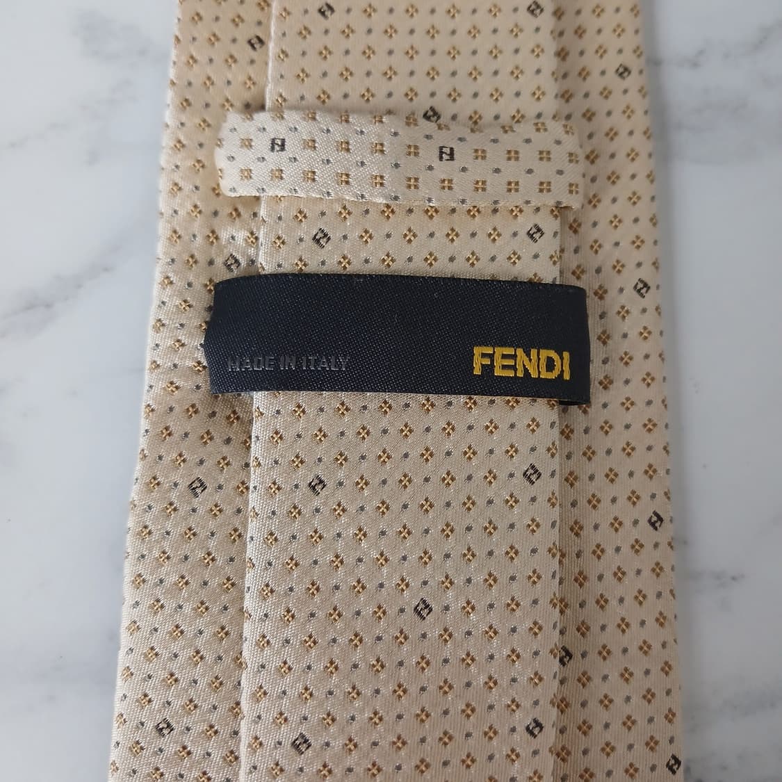 펜디 실크 베이지 주카 패턴 넥타이 8.2cm B등급 E868 상품이미지5