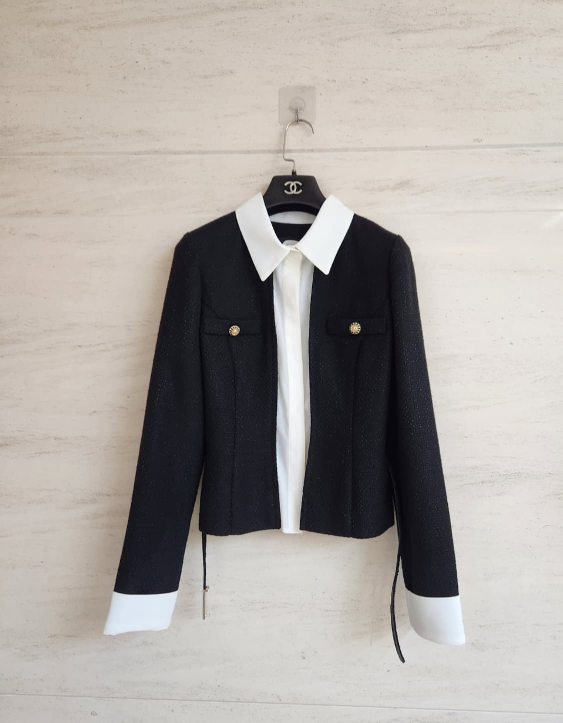 듀엘 블라우스 블록 벨티드 트위드자켓 55사이즈 상품이미지5