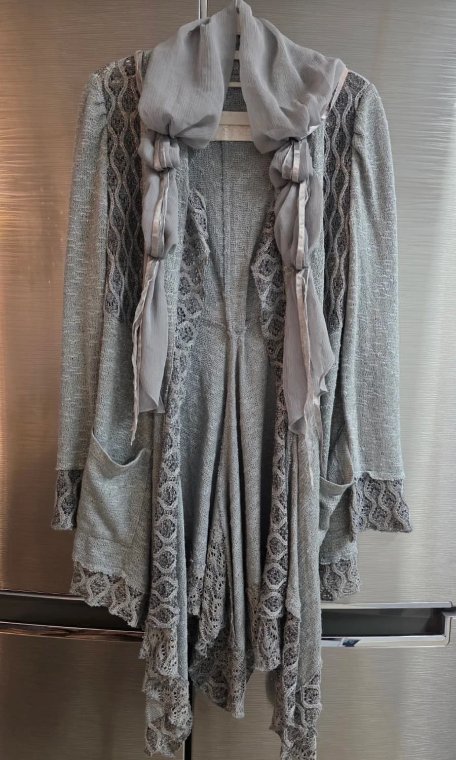 Y2k 레이스 스카프 롱 가디건  상품이미지2