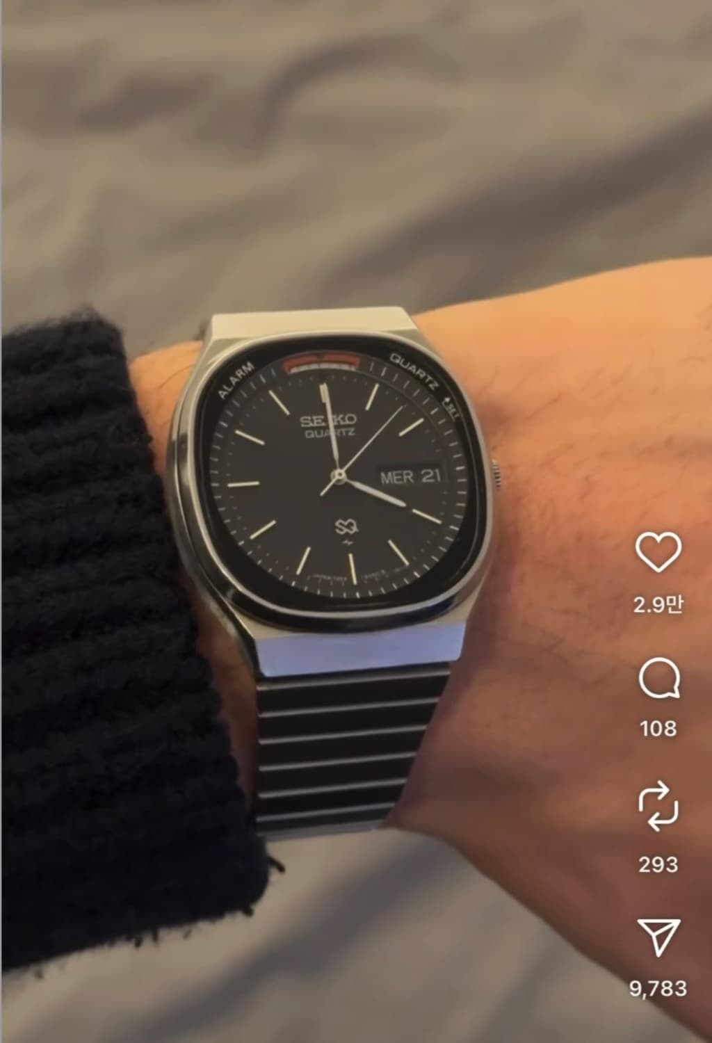 빈티지 세이코 알람 쿼츠(Seiko Alarm Quartz)흰판버젼 상품이미지1