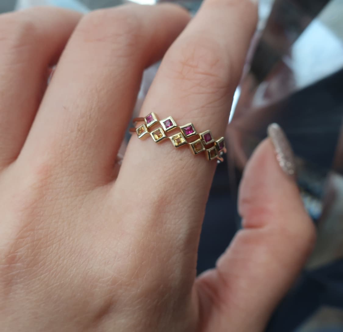 9k 루비/시트린 프린세스컷 반지 상품이미지6