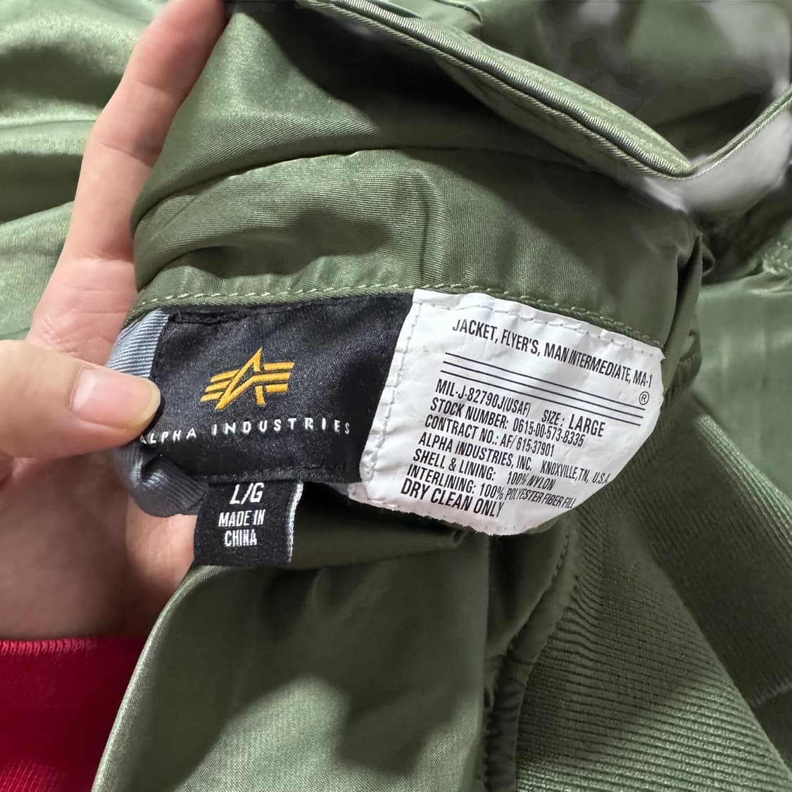 알파인더스트리 MA-1 올리브 양면 자켓 상품이미지3