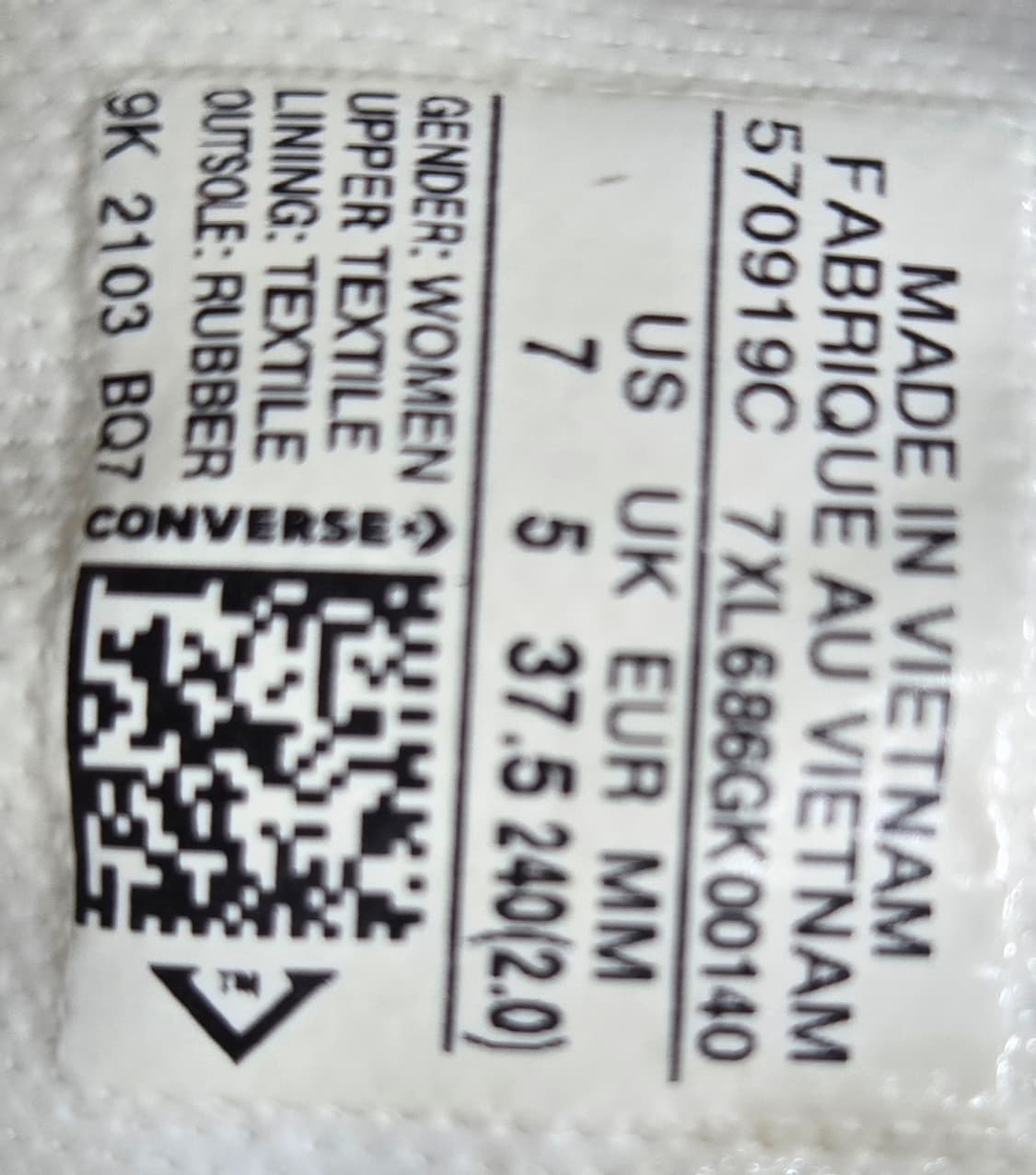 컨버스 미착용 240mm-  꽃 자수 하이 스니커즈 아이보리 상품이미지7