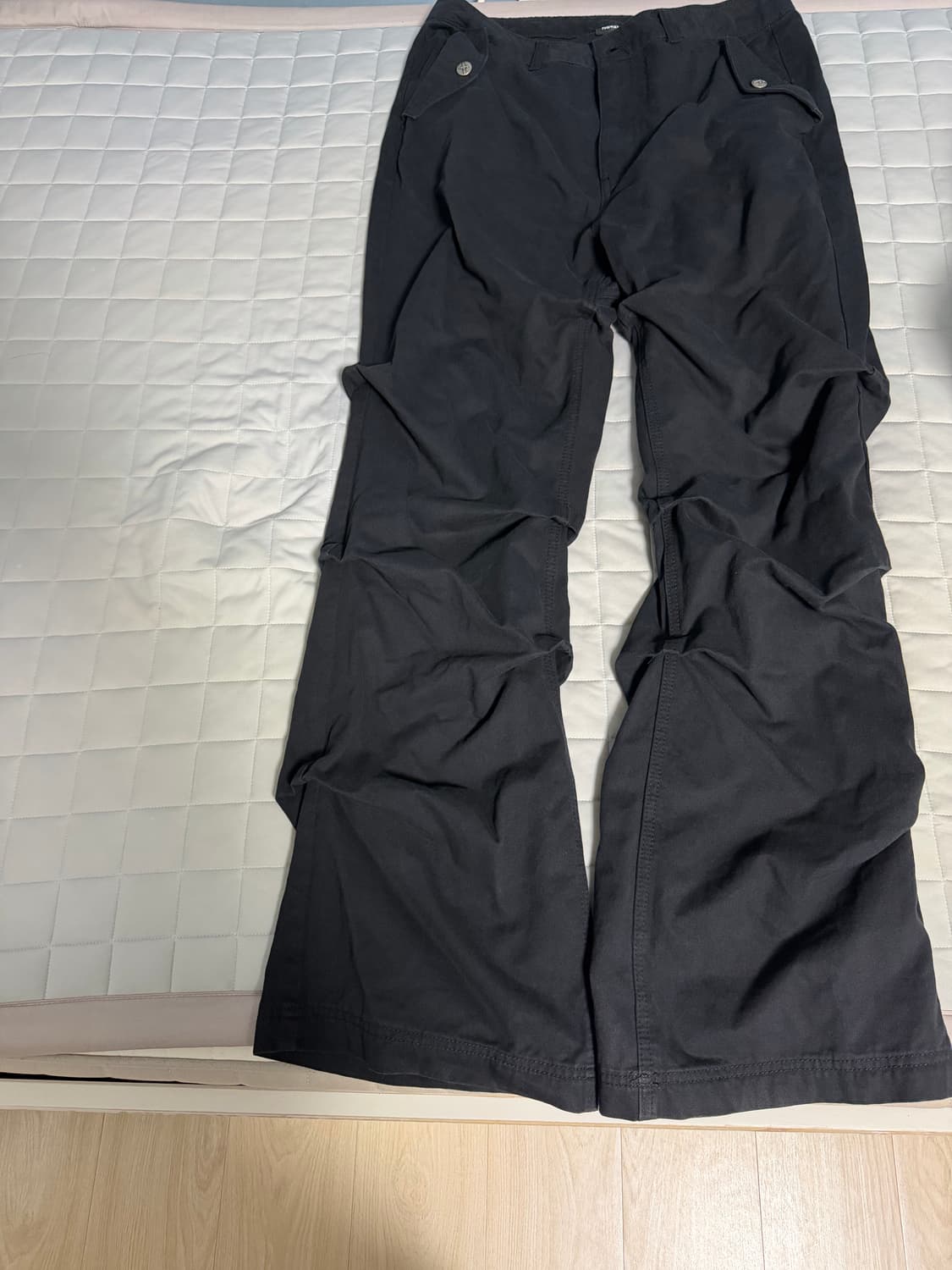 낫포너드 셔링 플레어 핏 코튼 팬츠 블랙XL 상품이미지3