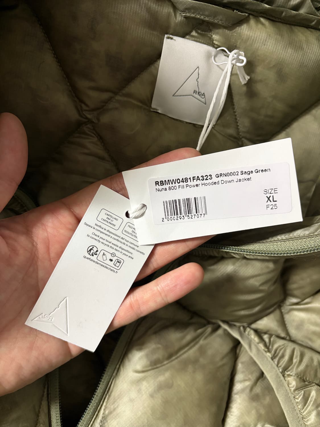 [XL] 로아 하이킹 Nuna 800Fill 패딩 (세이지 그린) 상품이미지4