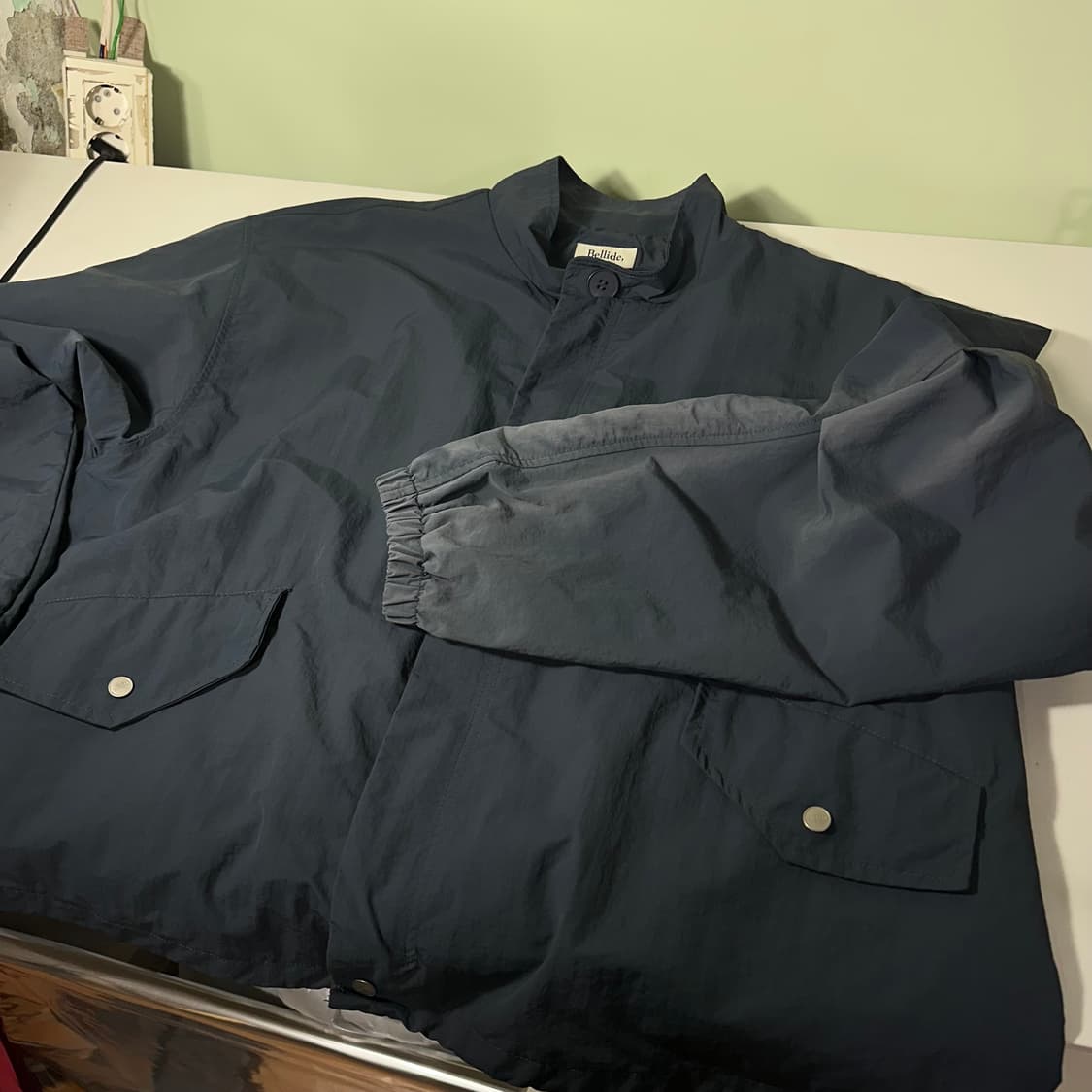 OS 벨리에 파스텔네이비 오버핏 투웨이 썬페이드 바막자켓 상품이미지1