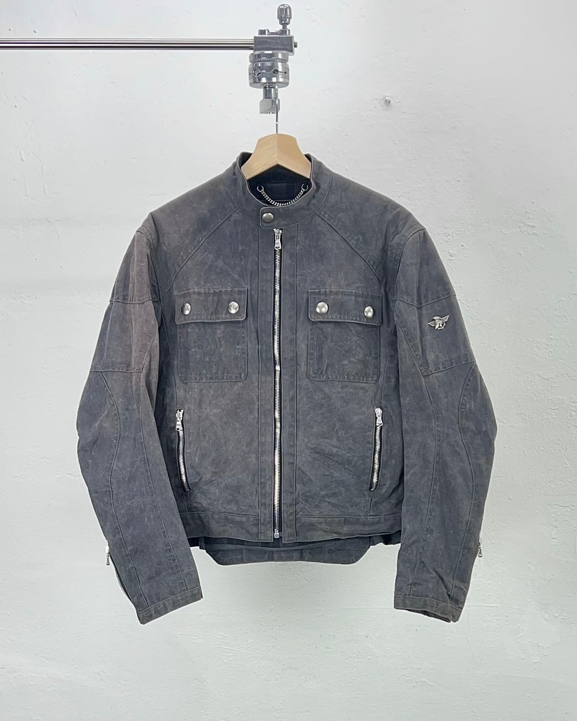 모런지 차콜 그레이 뷰보트 왁스 플레이 라이더 자켓 상품이미지1