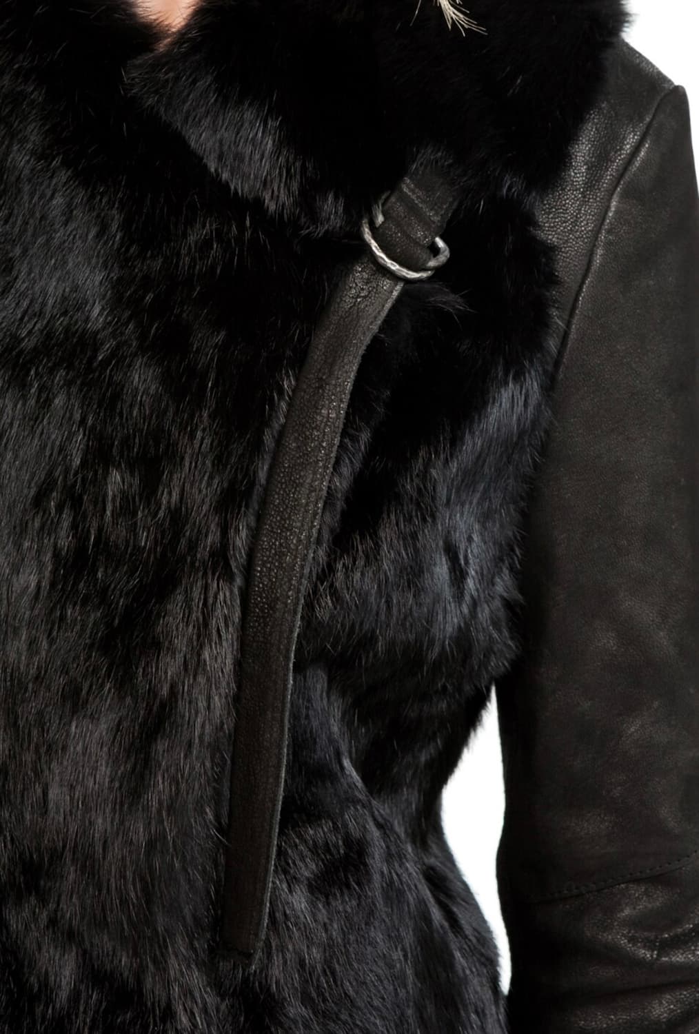 헬무트랭 래빗 퍼 레더 코트 P 상품이미지5