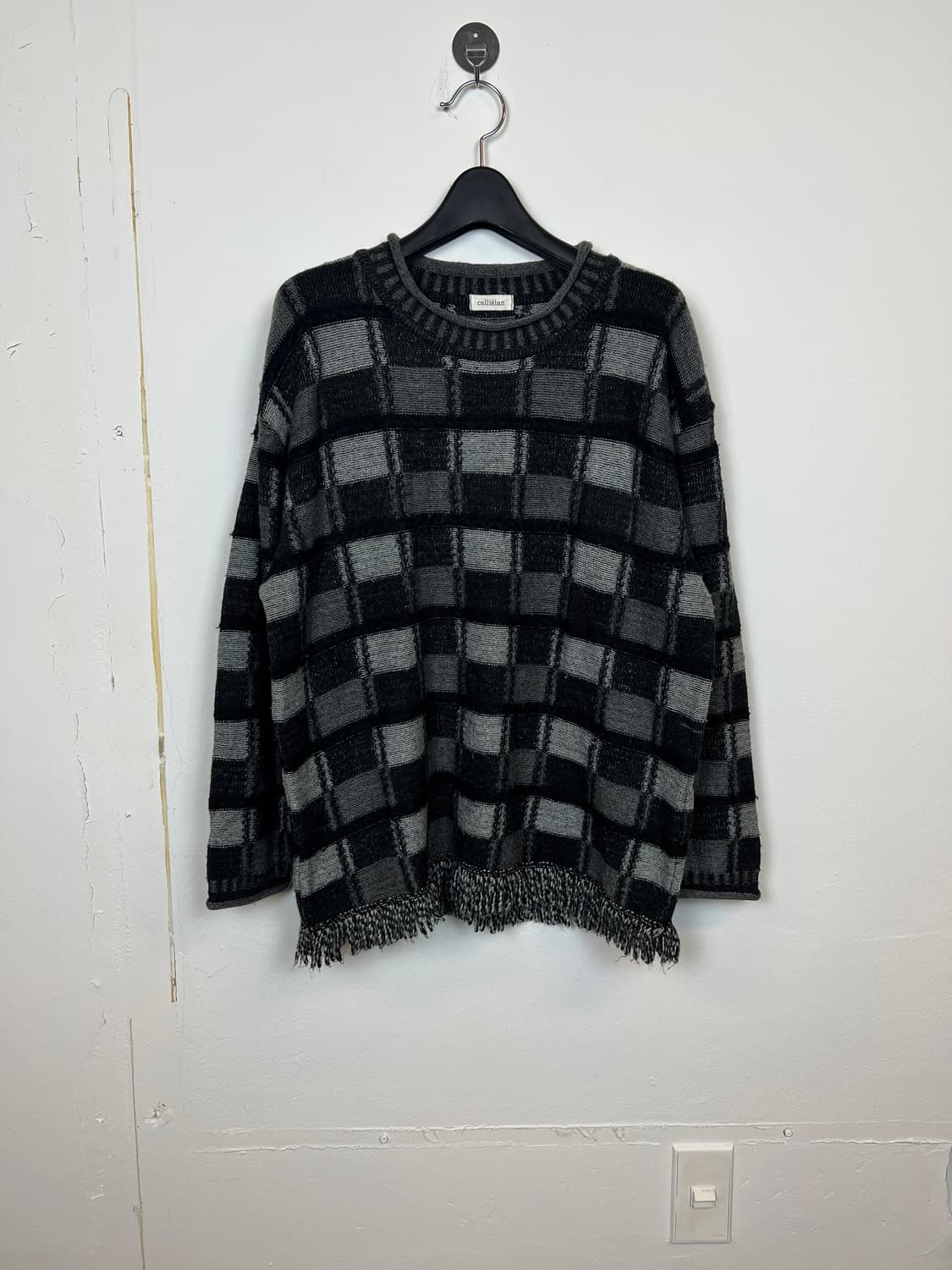 T107 JPN 모리/러블리/펑크/Y2K 체크 니트탑 F 상품이미지1