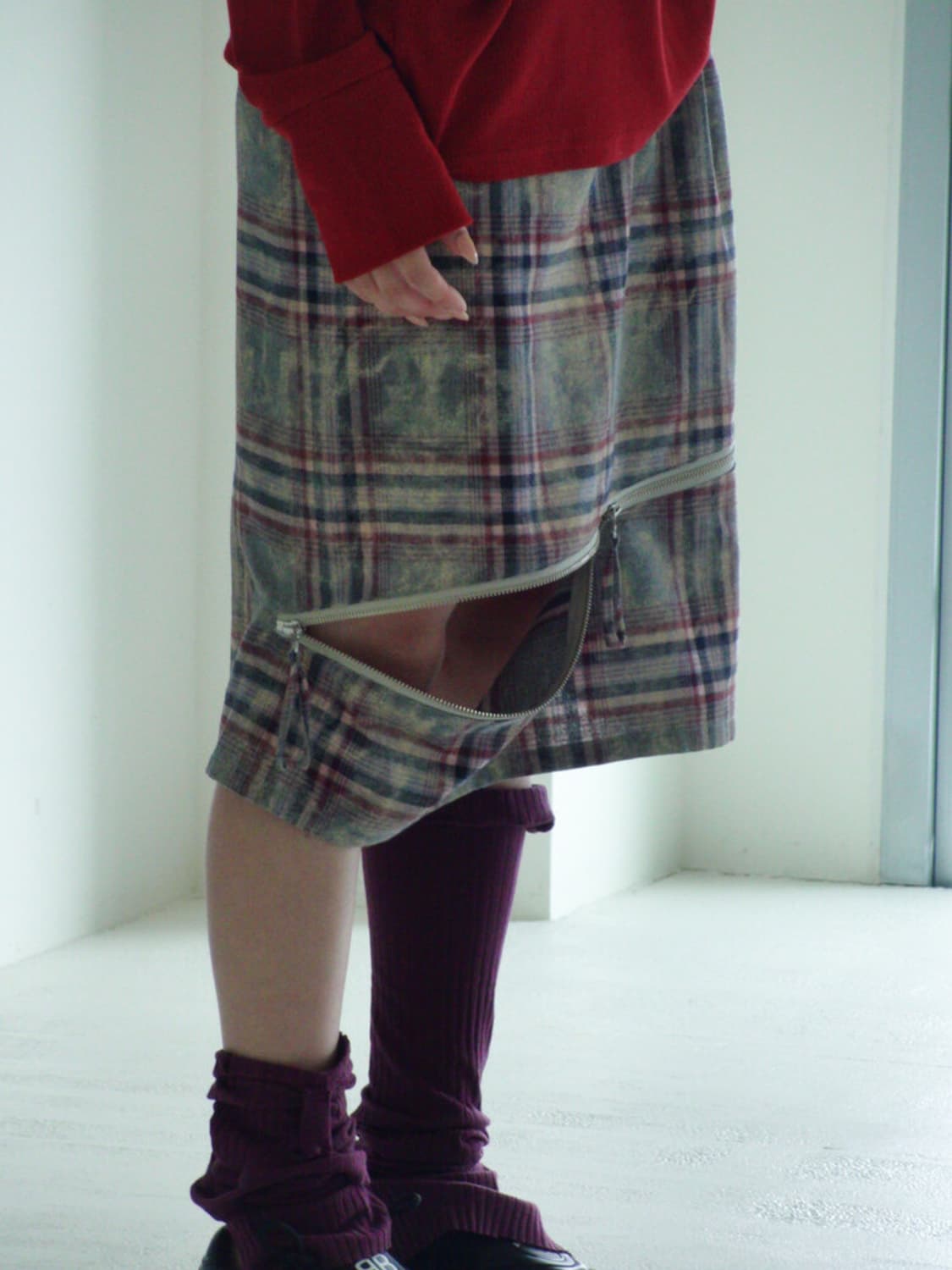 인앤양인하모니 slit skirt,check 상품이미지3