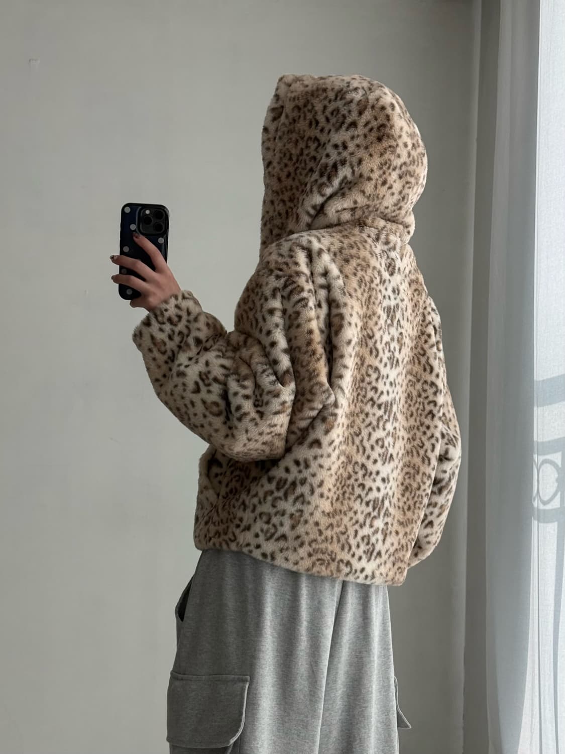 어반드레스 호피 퍼 후드자켓 상품이미지4