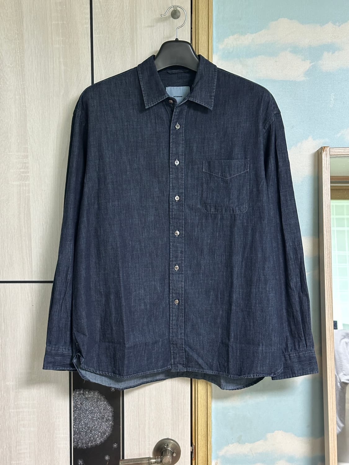 (4) 인더로우 워시드 데님 셔츠 블루블랙 상품이미지2