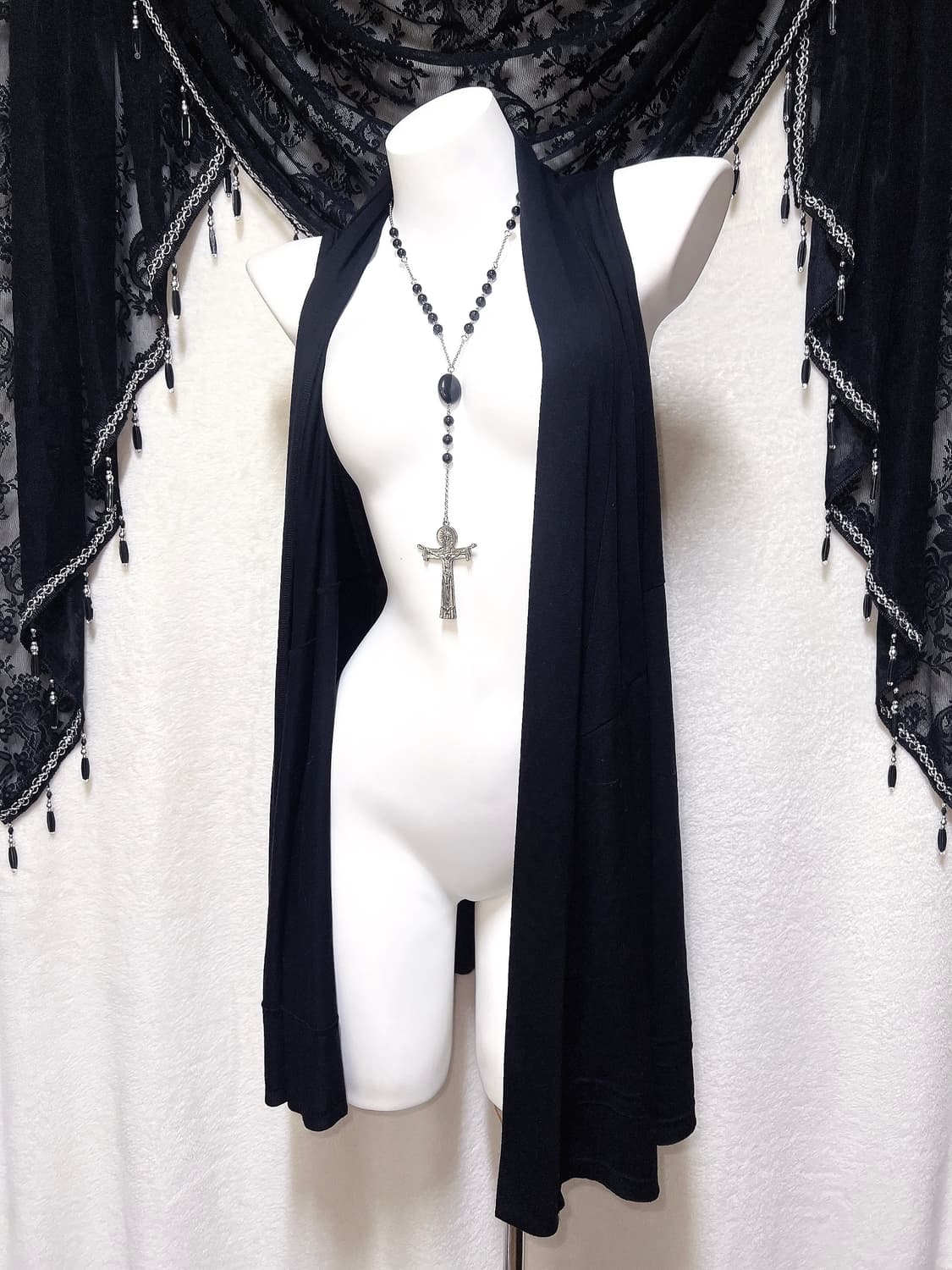 오리엔탈 드레이프 레이어드 롱 조끼 베스트 로브 그런지 고스펑크 페어리 상품이미지2