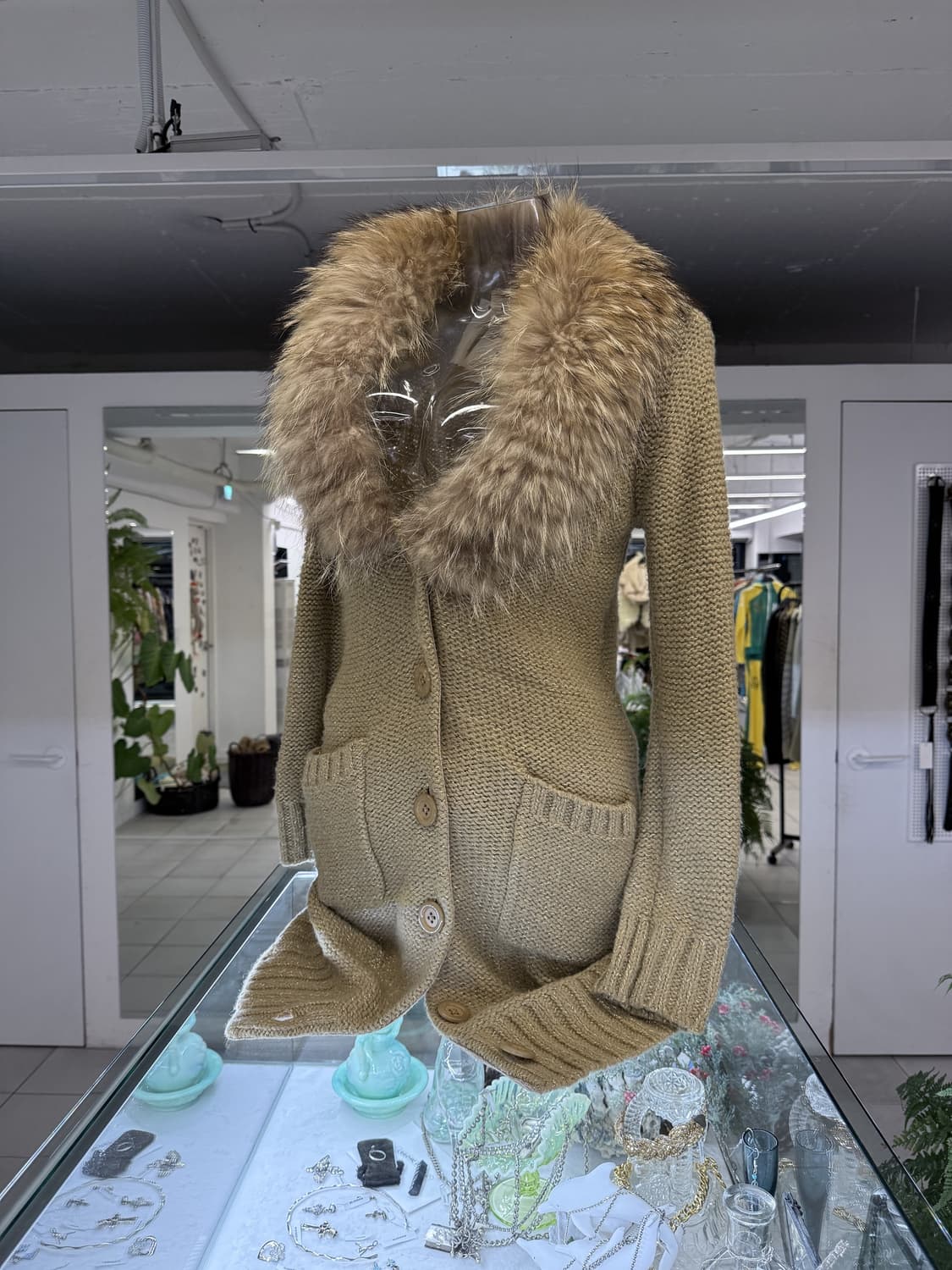 fur trim glitter knit long cardigan 상품이미지2