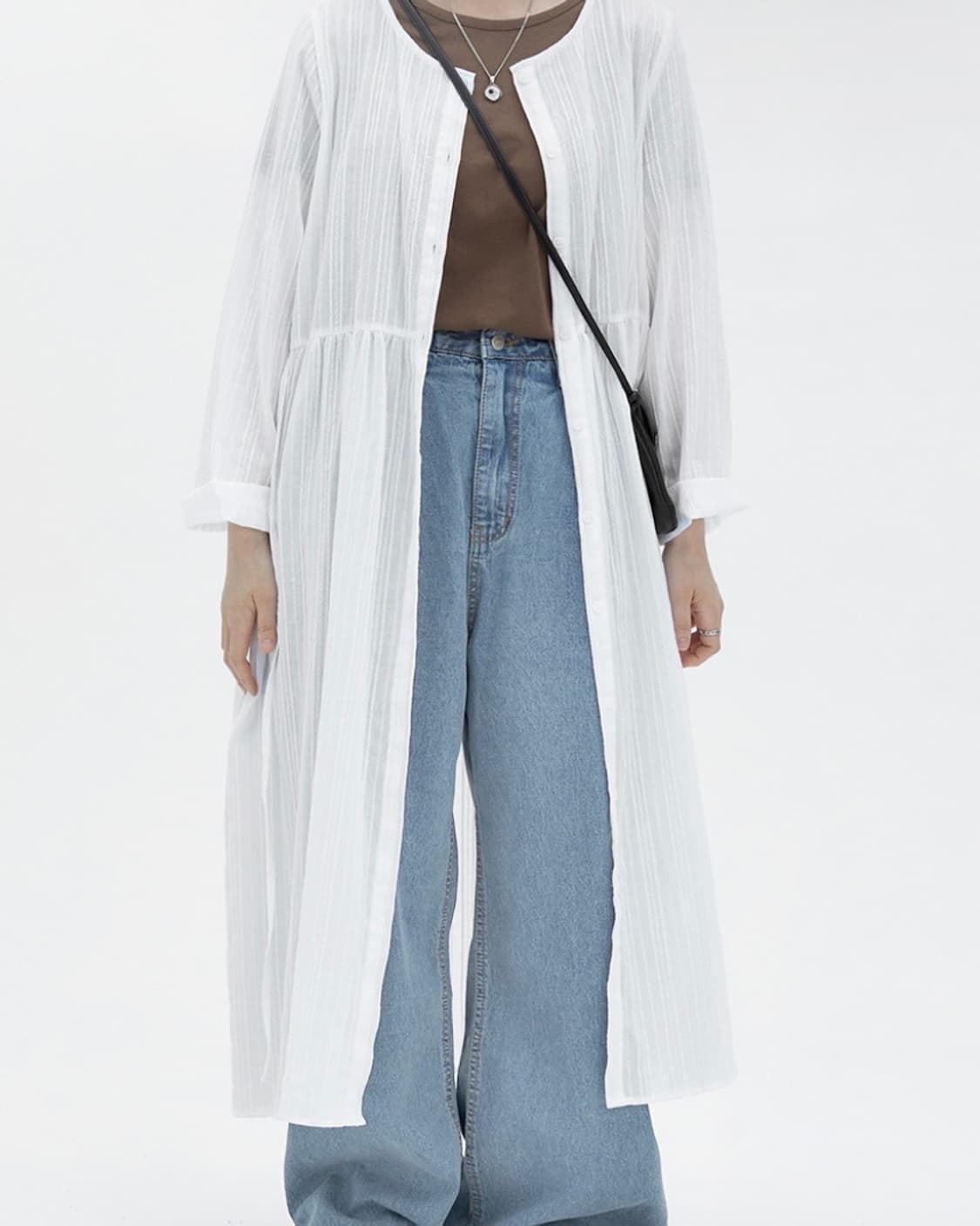 baon 롱 셔츠 원피스+반팔티 (블라우스 원피스) 상품이미지2