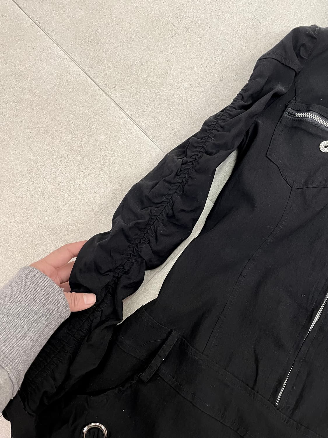 블랙 y2k 셔링 집업 원피스 상품이미지3