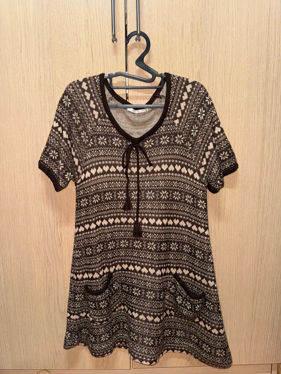 올리브데올리브 브라운 노르딕 반팔 원피스 너드모리 하구미 레이어드 상품이미지1