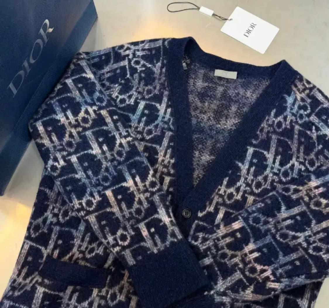 [정품] 디올 오블리크 자카드 울 가디건 (XL) 블루 상품이미지3