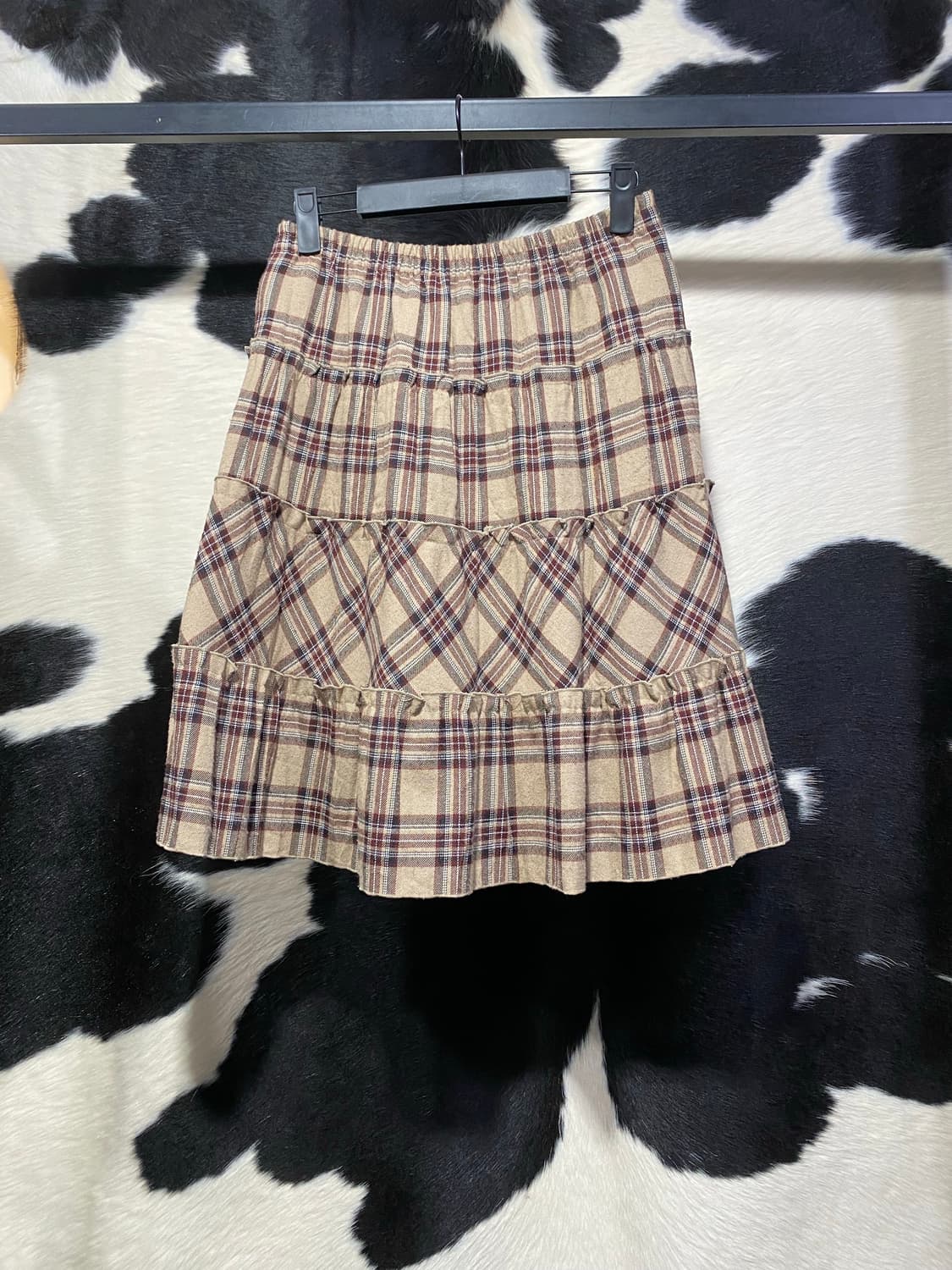 Japanese vtg 체크 프릴 미디스커트 상품이미지2