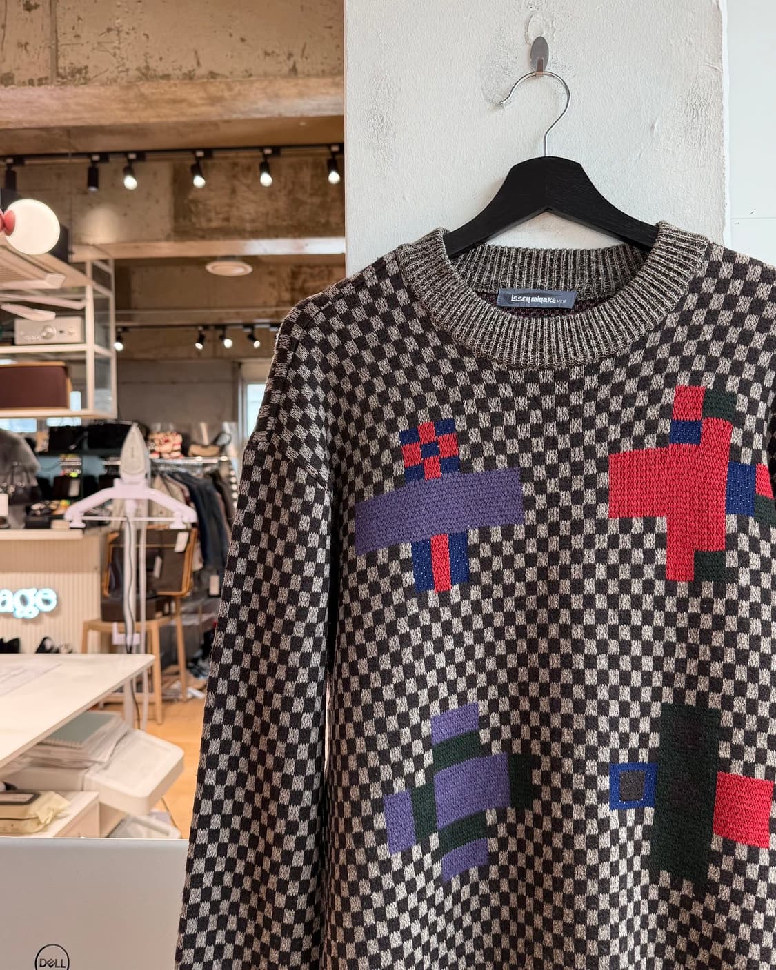 이세이미야케 맨 브라운 체크 인타르시아 니트  상품이미지4