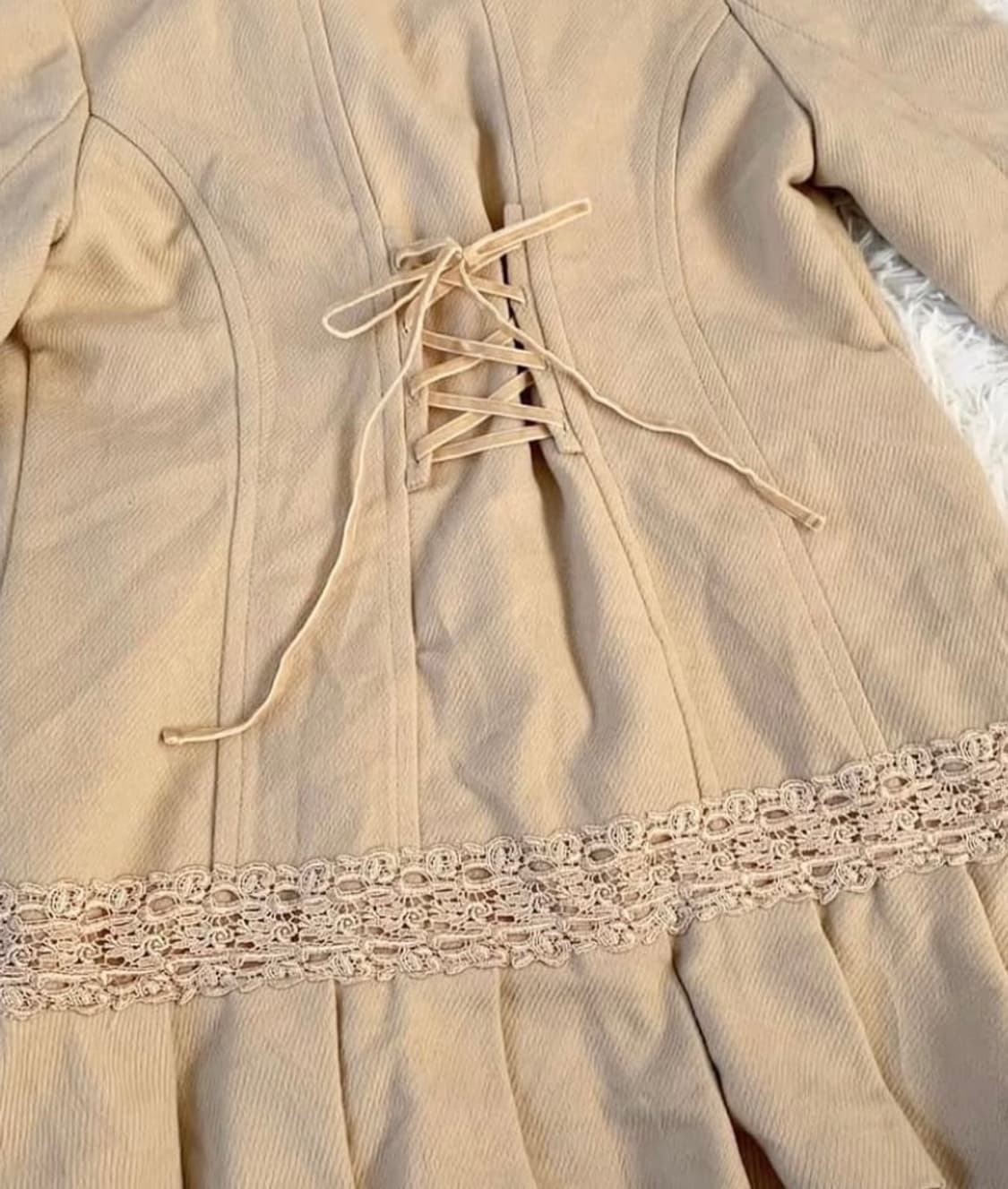 엑시즈팜 레이스 라떼갸루 롱코트 퍼코트 상품이미지2