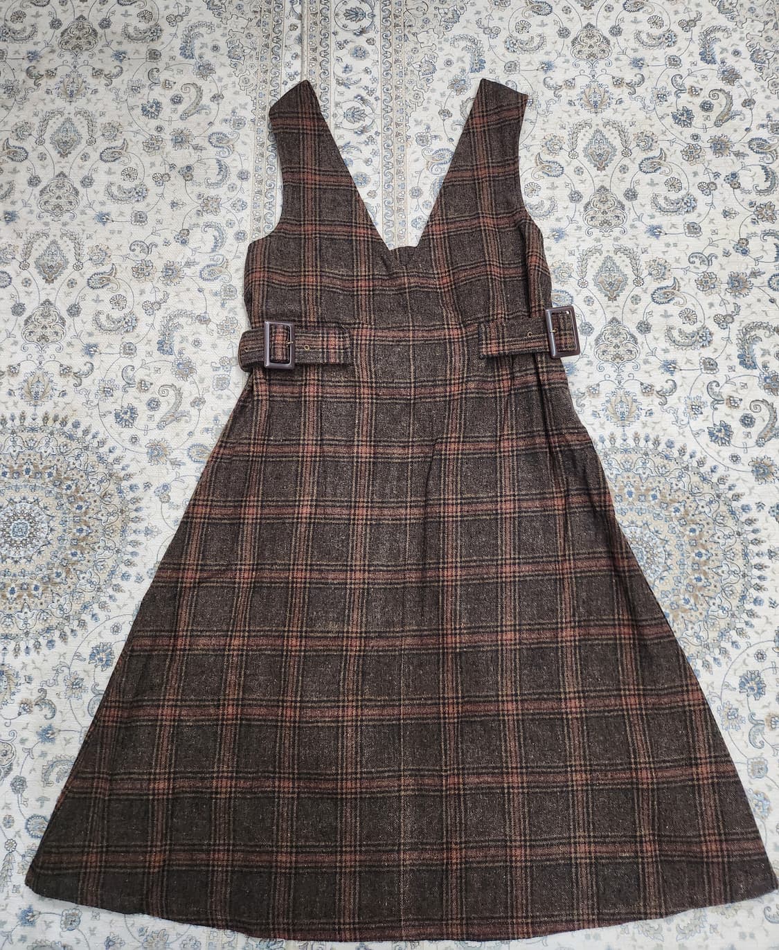 나이스 클랍 체크 벨트 민소매 울 원피스 F (44-44반) 상품이미지1