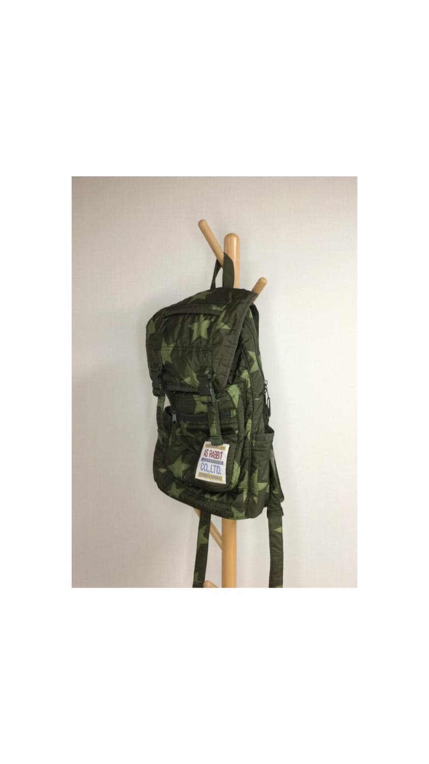 빈티지 카키 별 무늬 백팩 상품이미지2