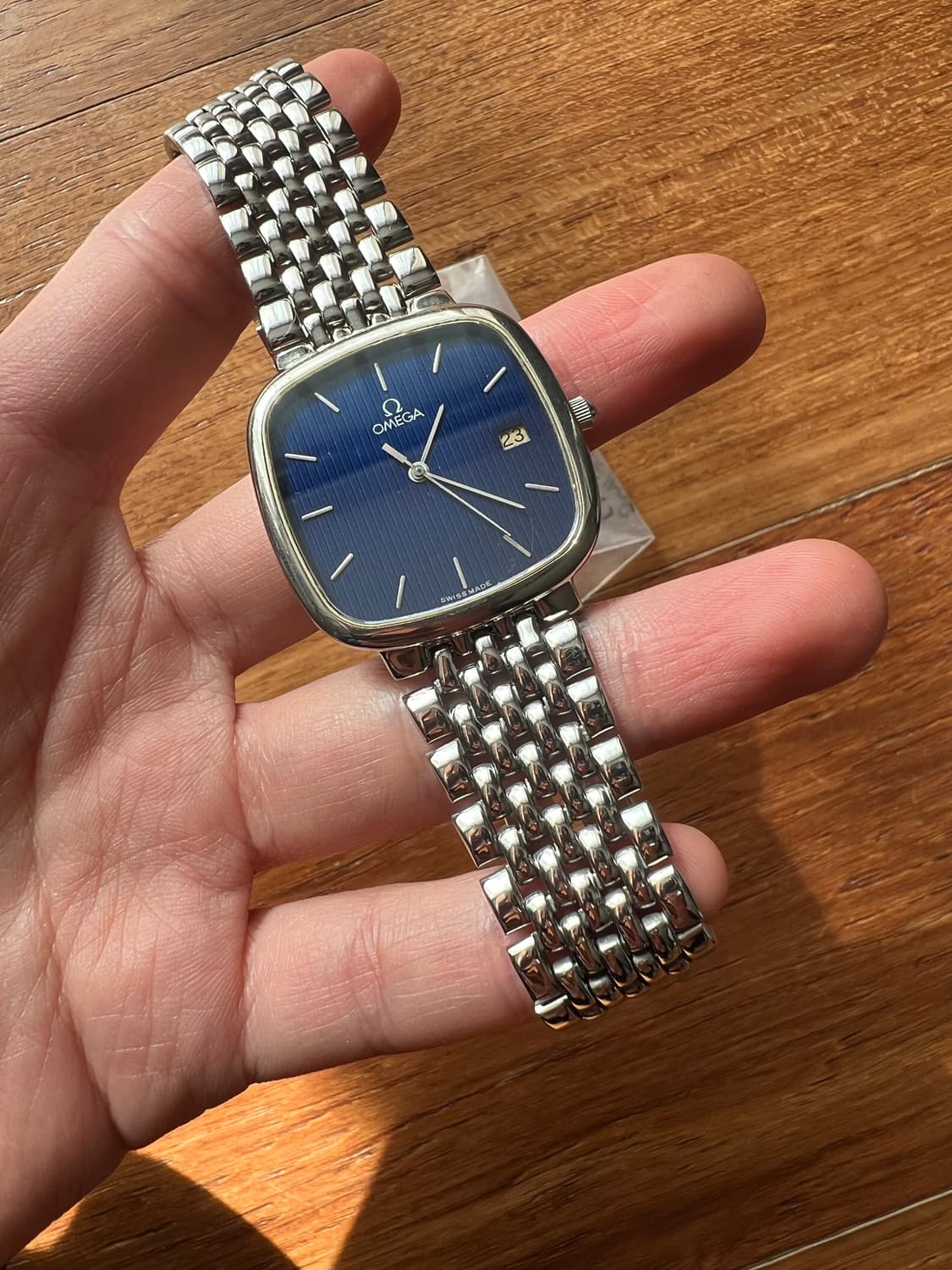 오메가 빈티지 스퀘어 사각 드빌 남녀공용 양각 로얄블루 청판 쿼츠 상품이미지2