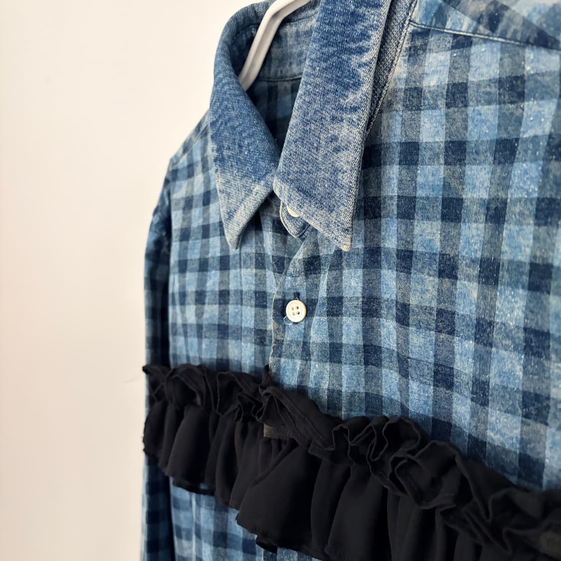 Washed Denim Frill Blouse 상품이미지6