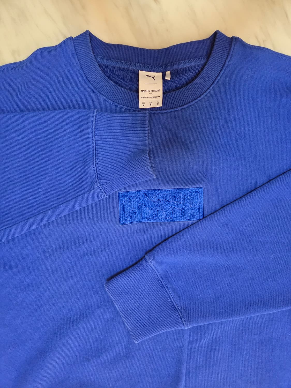푸마 X 메종키츠네 로얄블루 크루넥 스웻셔츠 상품이미지3
