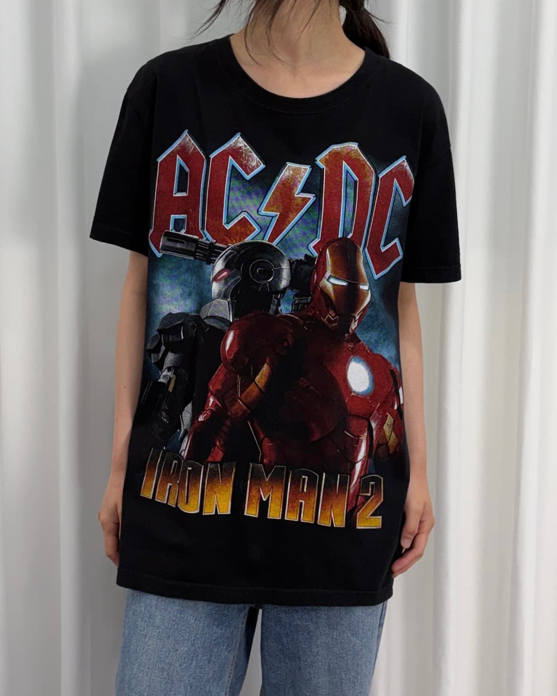 HOT ROCK 빈티지 AC/DC 아이언맨 프린팅 티셔츠 상품이미지3