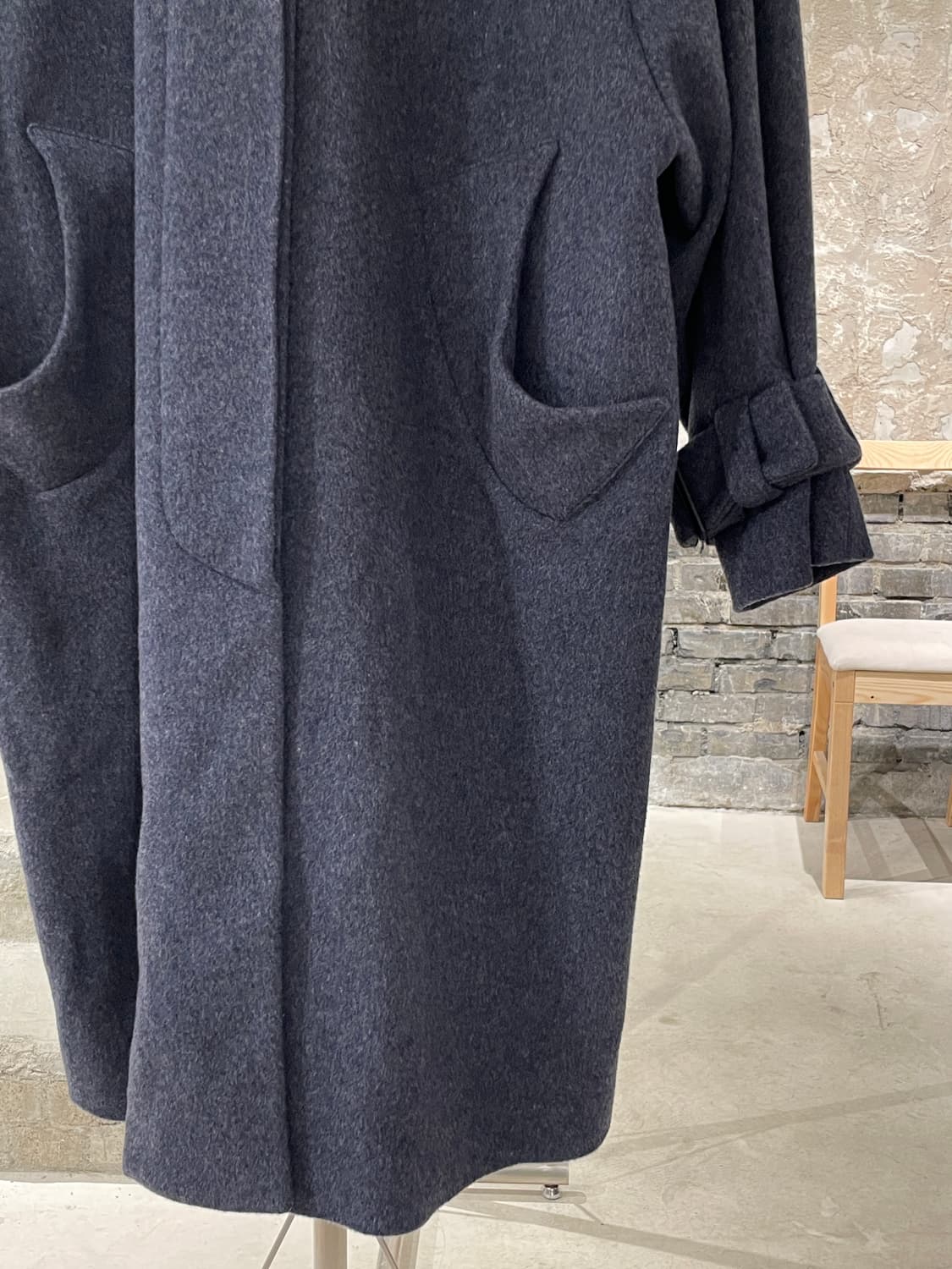 비비안 웨스트우드 앵글로마니아 멜란지 블루 히든버튼 울 코트 상품이미지5