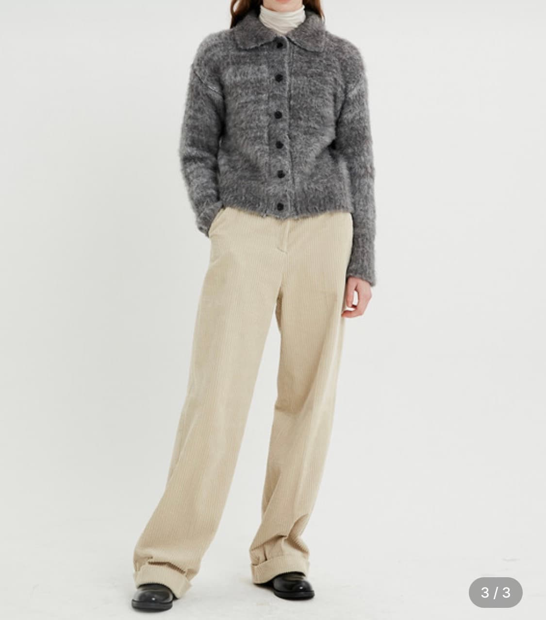 문선 알파카 가디건 그레이 상품이미지2