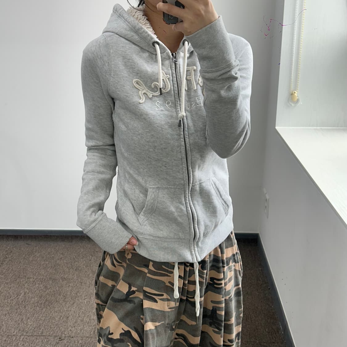 Abercrombie 아베크롬비 퍼 안감 멜란지 후드집업 상품이미지2