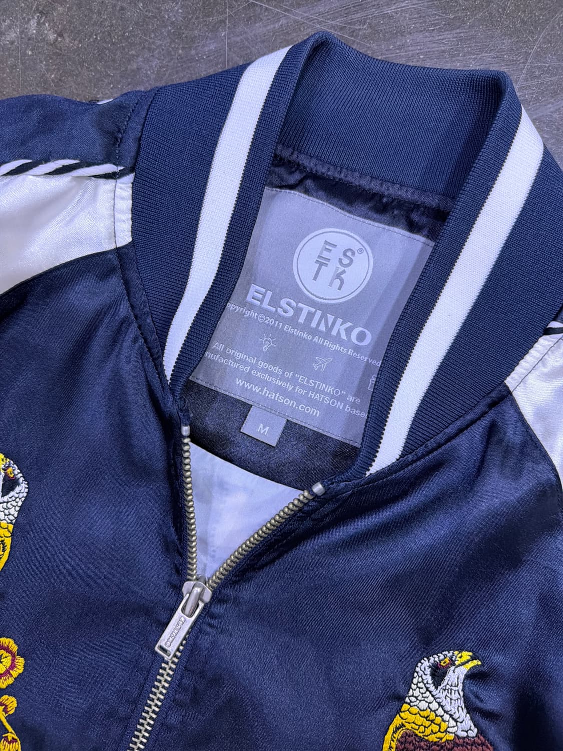 엘스팅코 이글스 플라워 자수 스카쟌 봄버자켓 져지 M 상품이미지7