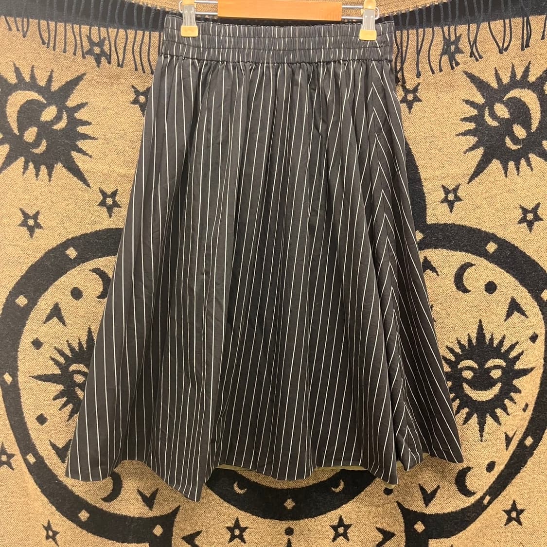 빈티지 리버시블 말차카키 스트라이프 미디 롱 스커트 K0041 상품이미지5