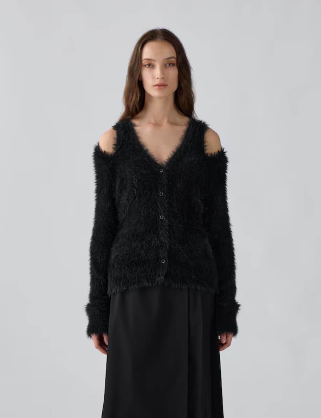 GU x rokh 콜라보 퍼 슬릿 가디건 상품이미지1