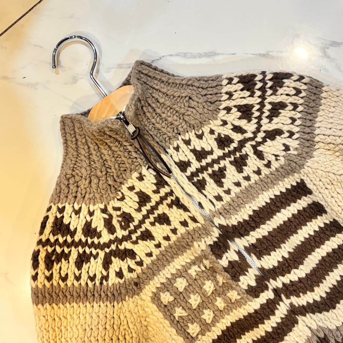 폴로 랄프로렌 진스 베이지 브라운 성조기 코위찬 니트집업 S 상품이미지3