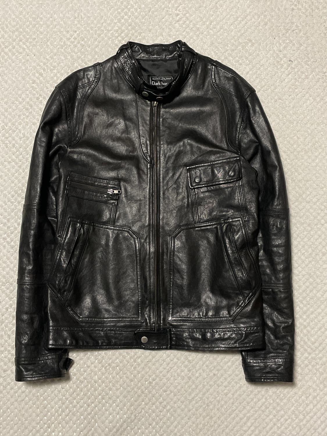 DARK HORSE 웨스턴 무드 램스킨 양가죽 바이커 절개 레더 자켓 상품이미지1