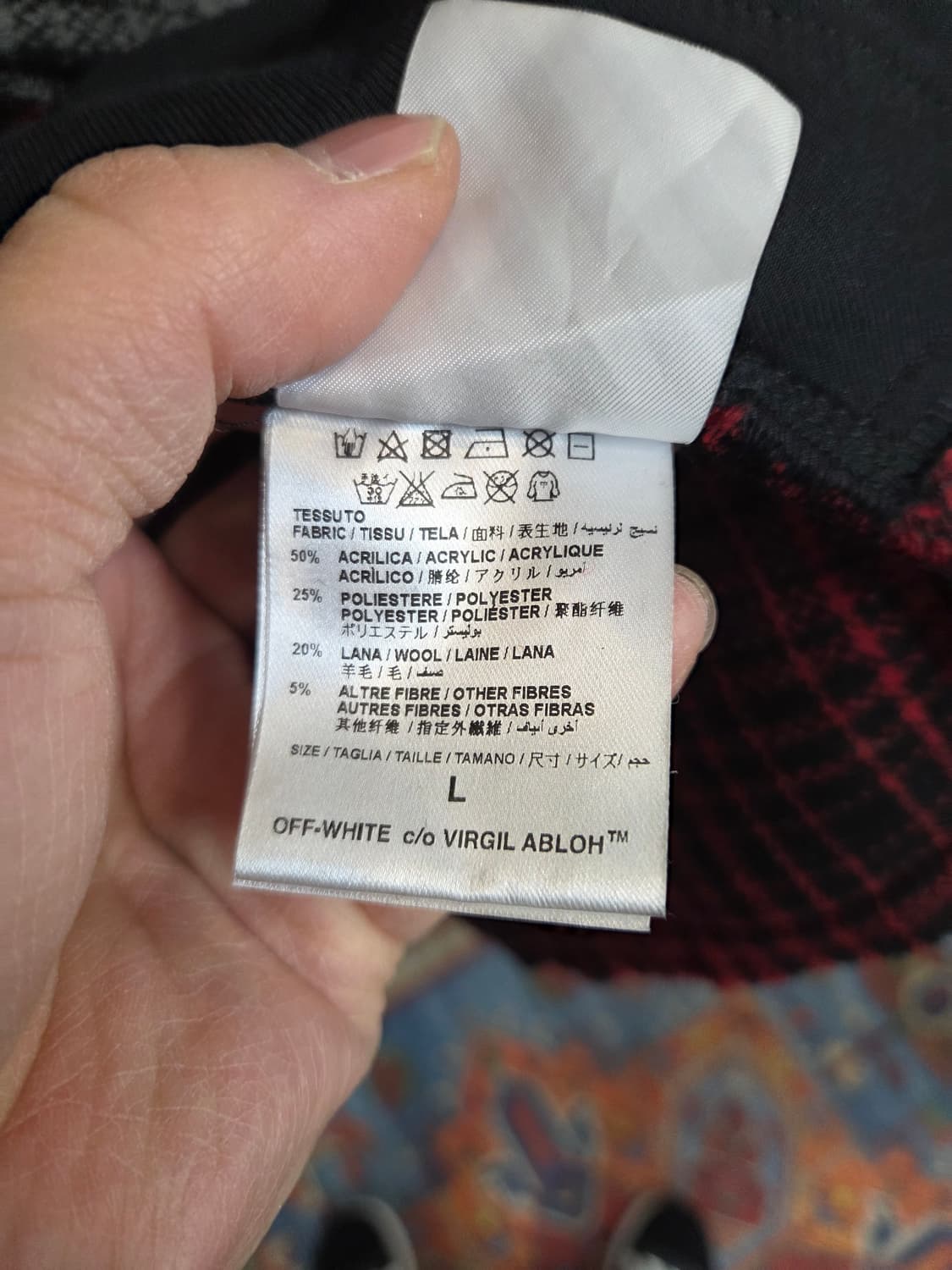 오프화이트 패치워크 플란넬 울 체크 셔츠자켓 L 상품이미지6