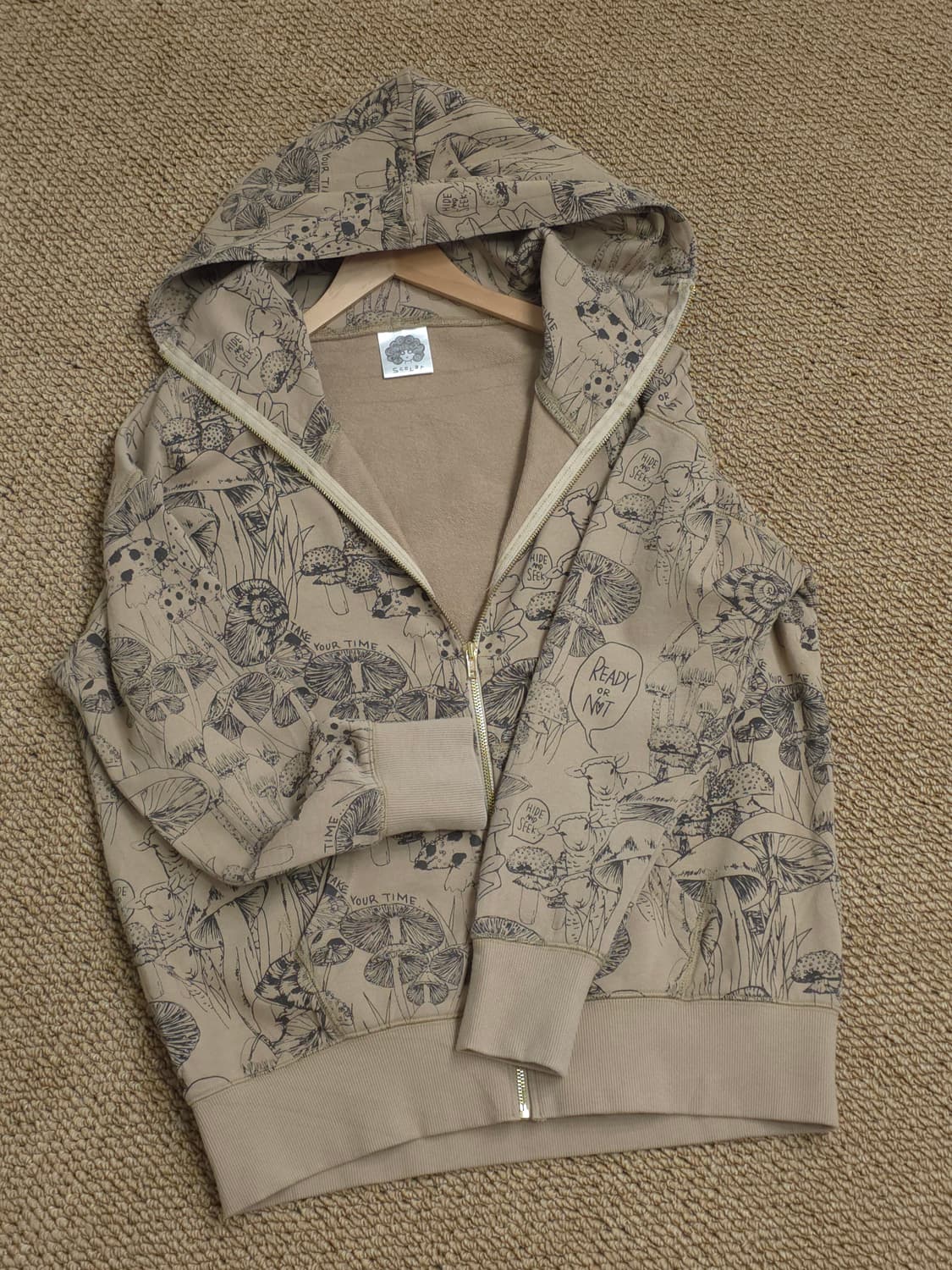 일본 Scolar 버섯 패턴 후드 집업 상품이미지10