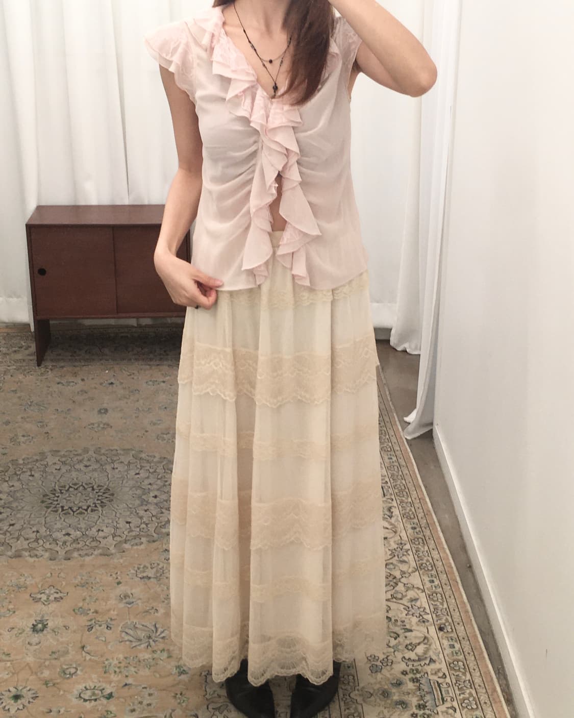 아이보리 롱스커트 상품이미지2