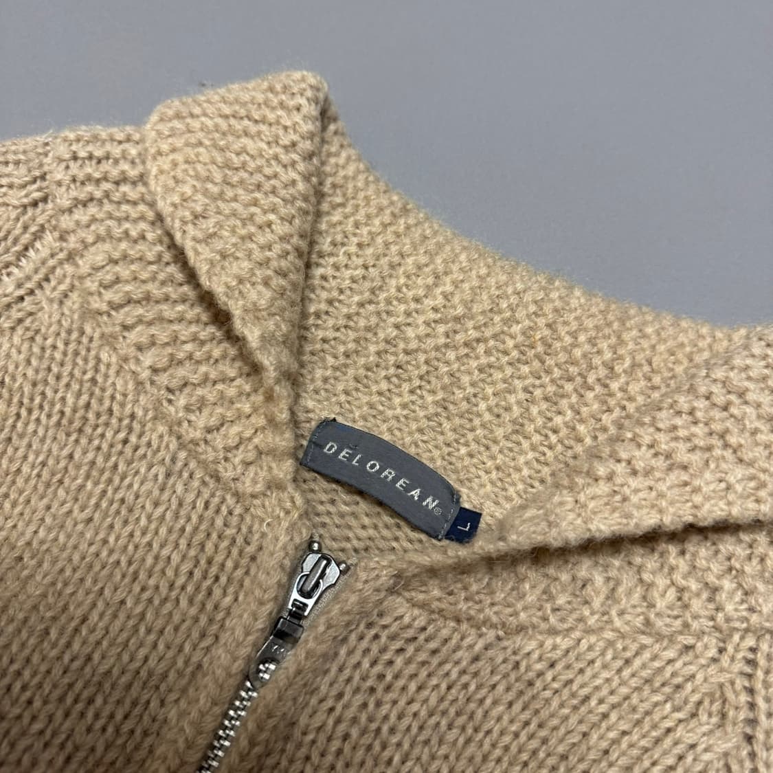 DELOBEAN 베이지컬러 숄카라 코위찬 집업 가디건 상품이미지3