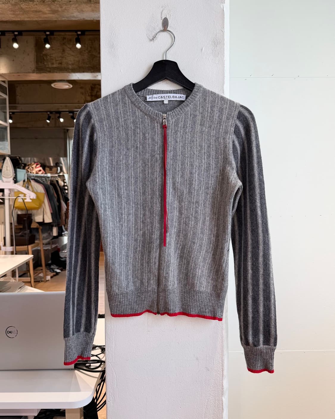 장 샤를르 드 카스텔바작 그레이 니트 집업 가디건 상품이미지1