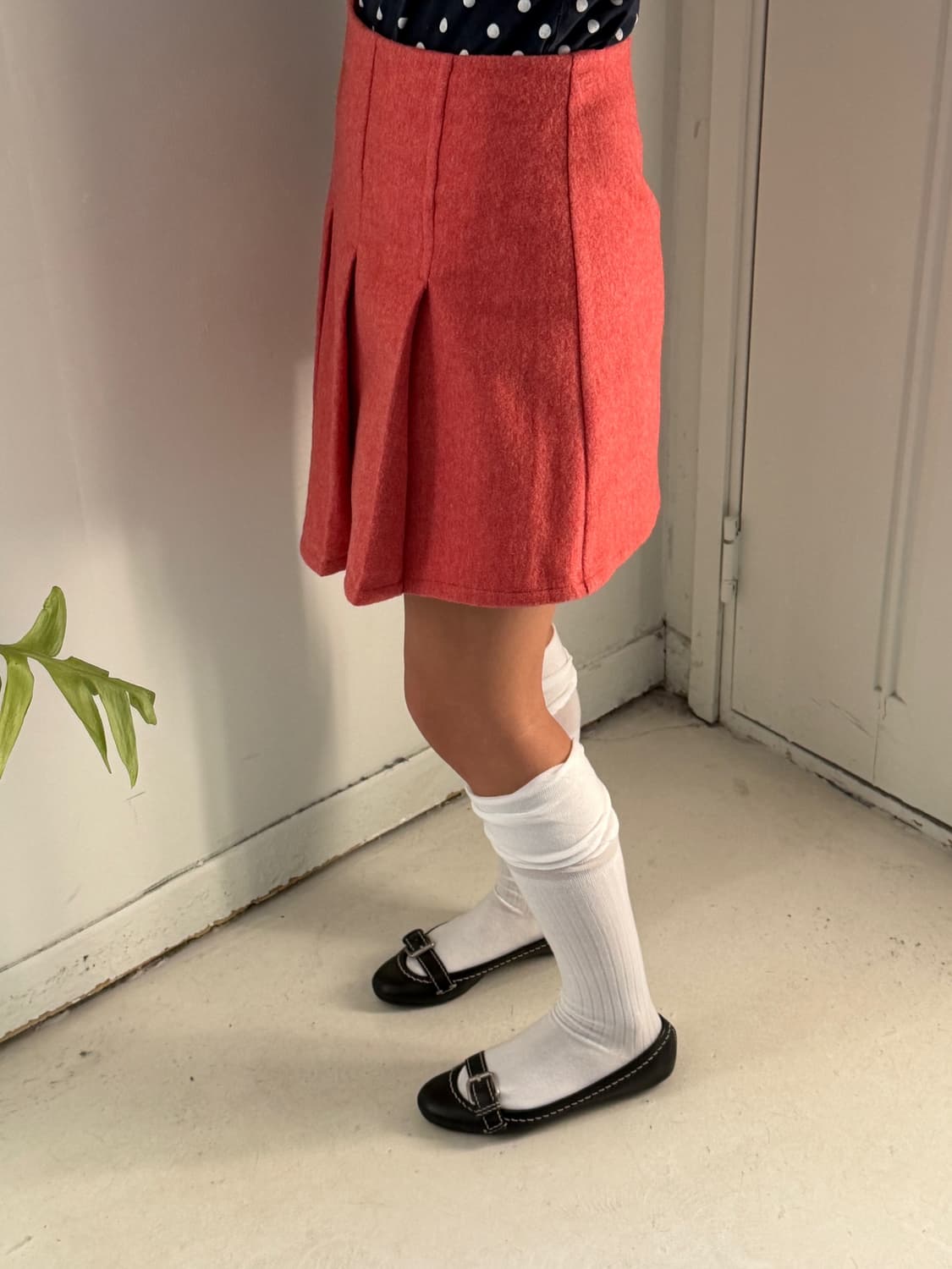 일본빈티지 핀턱 언발 랩스커트 상품이미지3