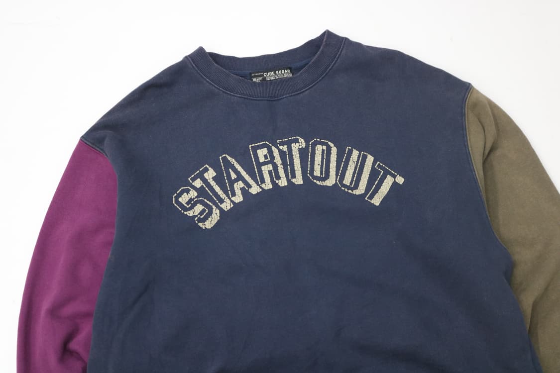 CUBE SUGAR 큐브슈가 빈티지 3컬러 배색 스웻셔츠 (L) 상품이미지3